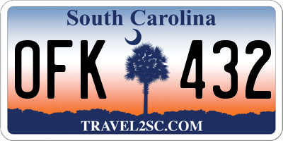 SC license plate OFK432