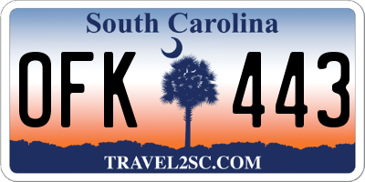 SC license plate OFK443