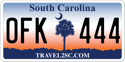 SC license plate OFK444