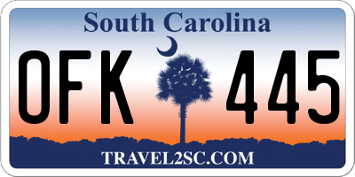 SC license plate OFK445