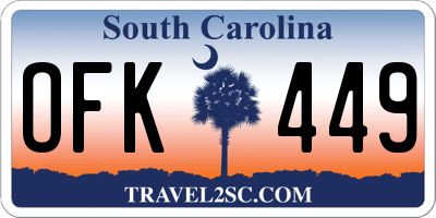 SC license plate OFK449