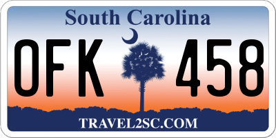 SC license plate OFK458