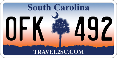 SC license plate OFK492