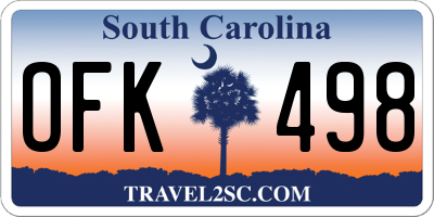 SC license plate OFK498