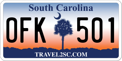 SC license plate OFK501