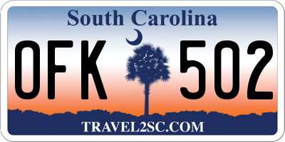 SC license plate OFK502