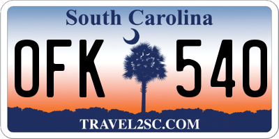 SC license plate OFK540