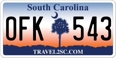 SC license plate OFK543