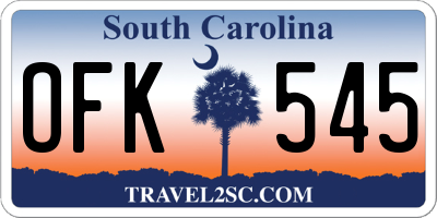 SC license plate OFK545
