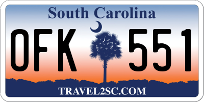 SC license plate OFK551