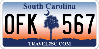 SC license plate OFK567