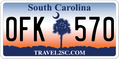 SC license plate OFK570
