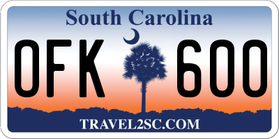 SC license plate OFK600