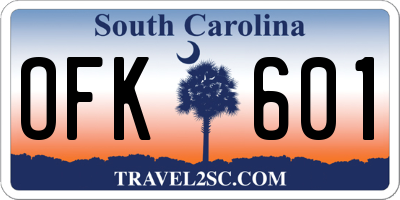 SC license plate OFK601