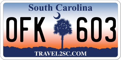 SC license plate OFK603