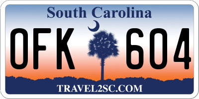 SC license plate OFK604
