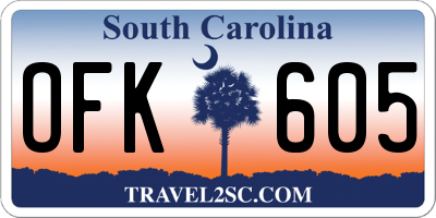 SC license plate OFK605