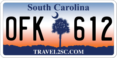 SC license plate OFK612