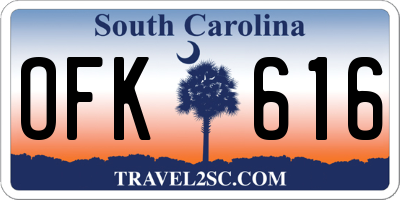 SC license plate OFK616