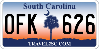 SC license plate OFK626