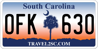 SC license plate OFK630