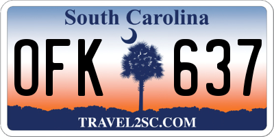 SC license plate OFK637