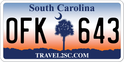SC license plate OFK643