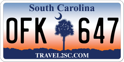 SC license plate OFK647