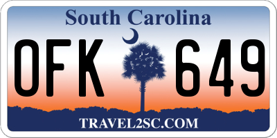 SC license plate OFK649