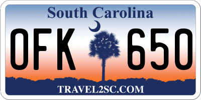 SC license plate OFK650