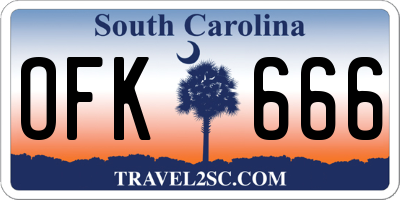 SC license plate OFK666