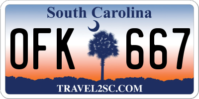 SC license plate OFK667