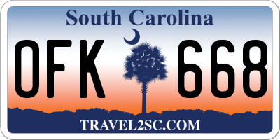SC license plate OFK668