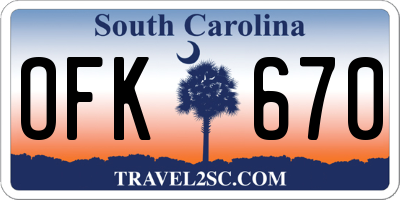 SC license plate OFK670
