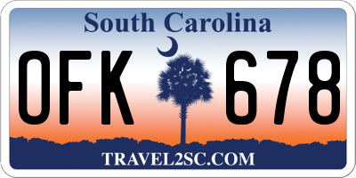 SC license plate OFK678