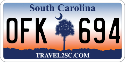 SC license plate OFK694