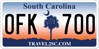 SC license plate OFK700