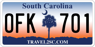 SC license plate OFK701