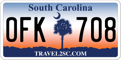 SC license plate OFK708