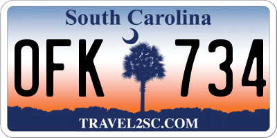 SC license plate OFK734