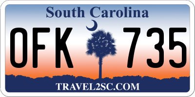 SC license plate OFK735