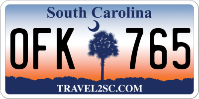 SC license plate OFK765