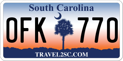 SC license plate OFK770