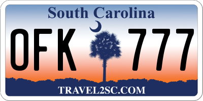 SC license plate OFK777