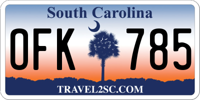 SC license plate OFK785