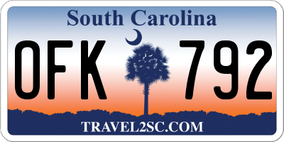 SC license plate OFK792