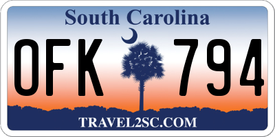SC license plate OFK794
