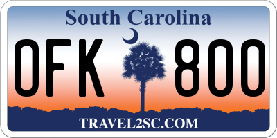 SC license plate OFK800