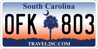 SC license plate OFK803
