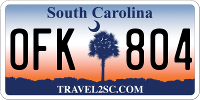 SC license plate OFK804